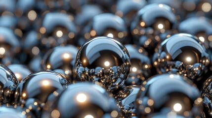 Poster - Elegant screensaver with metallic glossy spheres, creating a sleek and futuristic visual appeal.