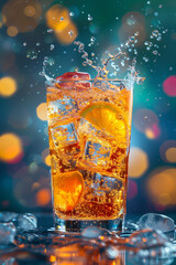 Wall Mural - orange juice splash in glass of water