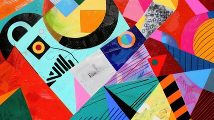 Poster - Colorful abstract art with geometric shapes, showcasing a lively and vibrant design.