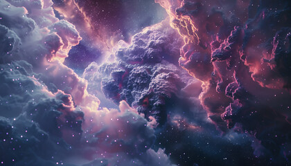 Canvas Print - galaxy violet clouds, state of mind, hard thiking