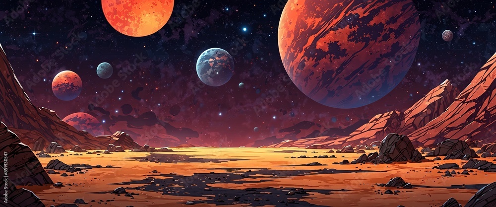 Alien planet landscape for space game background Fantasy wallpaper with ...
