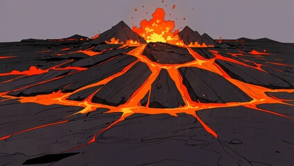 Wall Mural - lava fires anime style High quality illustration.