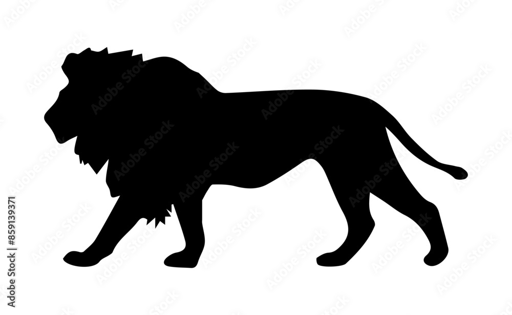 Walking male lion silhouette clipart on white background Stock Vector ...