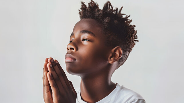 Black Teen Boy Praying to God