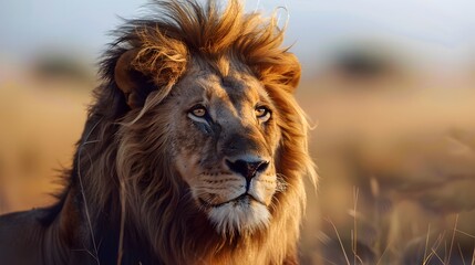 Wall Mural - Male lion from the Kgalagadi desert facial portrait in fine art. Panthera leo. 