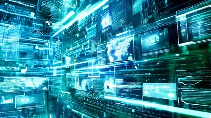 Poster - Global connections and data transfer concept background animation