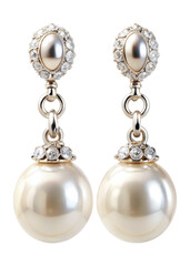 elegant pearl earrings with diamond accents. these luxurious earrings are perfect for adding a touch