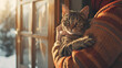 © Галя Дорожинська - Person holding cat in arms. Generative by AI