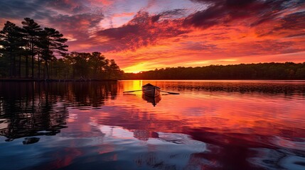 Canvas Print - sunset over lake