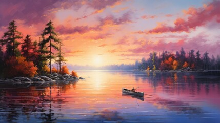 Canvas Print - sunrise over the river