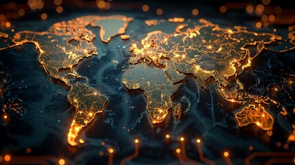 Generated stock world map of the electronic and computer worlds