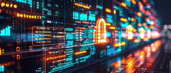 Poster - Abstract Digital Lock Icon Displayed on Computer Screen