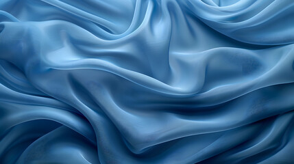 Poster - Curvy Blue Surfaces. Modern Abstract 3D Background. abstract blue background with layers of silk folded drapery, fashion wallpaper