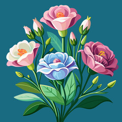 Sticker - vector illustration of flower eustoma