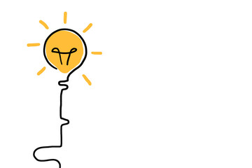 Poster - A hand-drawn representation of a bright lightbulb on a white background symbolizing a creative idea or concept