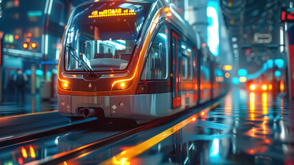 Aufkleber - Modern urban transportation, shifting effects. Generative AI.