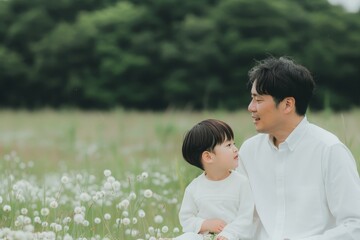 Father and Child Bonding at a Minimalist Park Picnic on Father's Day