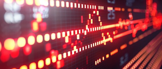 Poster - Abstract Red and Orange Digital Data Stream Pattern