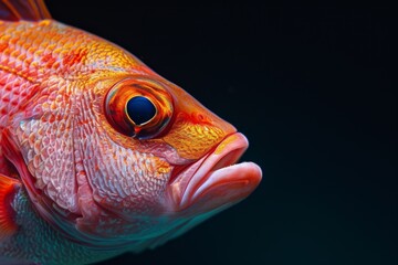 Mystic portrait of Red Snapper, copy space on right side, Anger, Menacing, Headshot, Close-up View