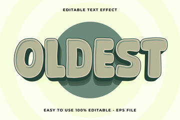 Poster - oldest Editable text effect 3d Trendy Cartoon template style vintage vector