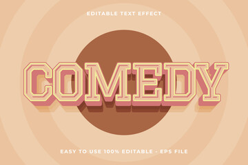 Poster - comedy Editable text effect 3d Trendy Cartoon template style vintage vector