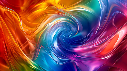 Poster - A colorful swirl of paint with a rainbow effect. The colors are bright and vibrant, creating a sense of energy and excitement. The swirl seems to be in motion