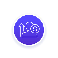 Wall Mural - salary raise line icon, increase earnings vector