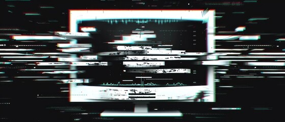 Poster - Glitching Computer Screen With Static and Distorted Lines