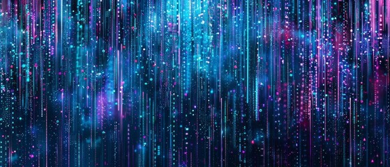 Poster - abstract blue and purple digital rain background