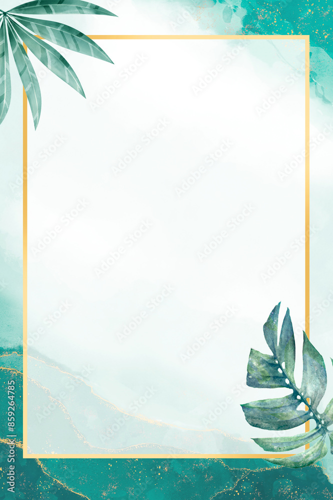 aqua green and gold watercolor background, wedding invitation card ...