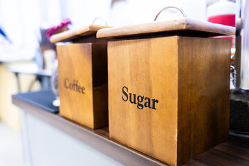 Wooden box for sugar and coffee cute wooden container condiment box Decorate the coffee shop in a minimalist style