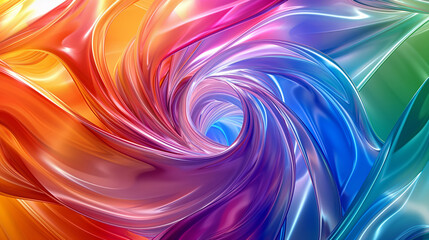 Wall Mural - A colorful swirl of fabric with a rainbow of colors. The colors are vibrant and the swirl is dynamic, giving the impression of movement and energy. The image is abstract and artistic
