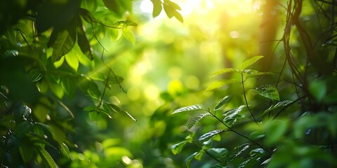 Wall Mural - Realistic photo of lush green forest highlighting importance of preserving biodiversity. Concept Nature Conservation, Biodiversity Preservation, Forest Sustainability, Environmental Awareness