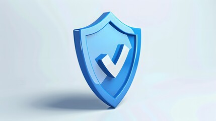 Wall Mural - cartoon 3d icon safety shield check mark perspective . blue symbol security safety icon. checkmark i
