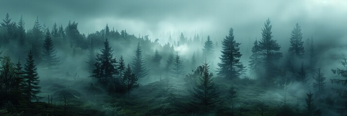 Wall Mural - Enchanted Forest in Misty Dawn