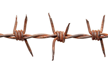 wire fence rust  isolated on a white background.