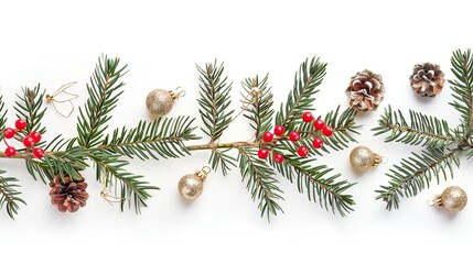 Poster - Festive Christmas Decorations with Pine Branch