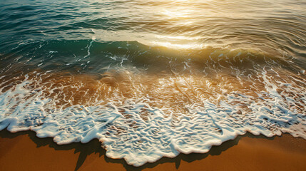 Wall Mural - Sea foam on sandy beach.