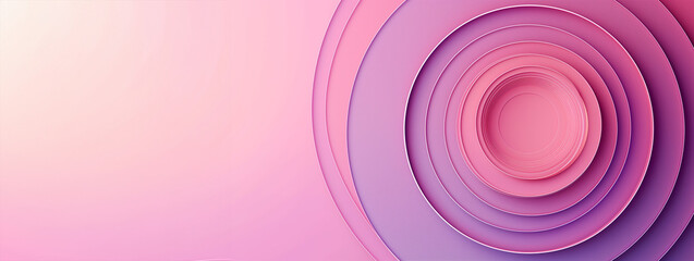 Wall Mural - A pink background with a series of circles of different sizes. The circles are arranged in a way that creates a sense of depth and movement. Scene is playful and whimsical