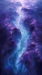 Wall Mural - Purple Mountain Range with Glowing River