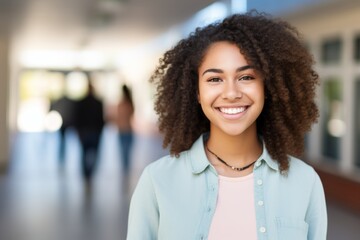 Wall Mural - Smiling portrait of a young female African American student