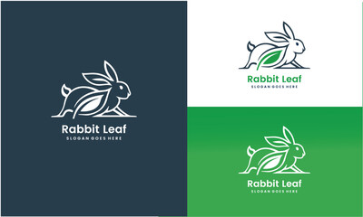 vector illustration of abstract style rabbit leaf logo design concept.