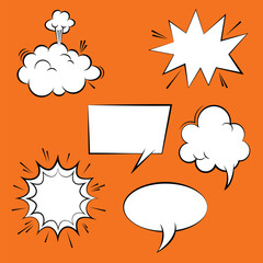 Poster - Set of comic page dialog text message box. comic balloon. talk chat retro speak message. speak bubble text, chatting box, message box