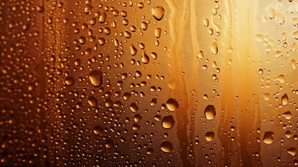 Poster - Background of water drops condensation on the glass water drops on a browngolden background : Generative AI