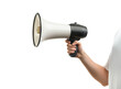 © Yeti Studio - Hand holding white megaphone, cut out