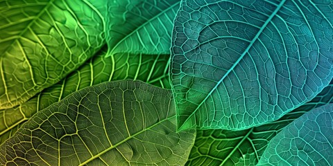Wall Mural - Intricate Green Leaf Veins Pattern