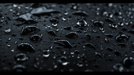 Aufkleber - rain background water droplets splashes on a black background : Generative AI
