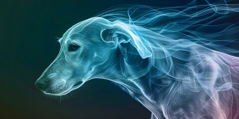 Poster - abstract xray style art of a whole dog created using technology. concept x-ray art, abstract, dog, t