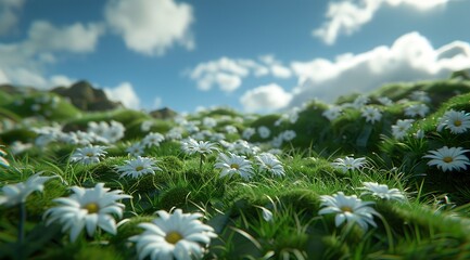 Poster - meadow with daisies