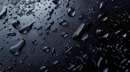 Aufkleber - rain background water droplets splashes on a black background : Generative AI